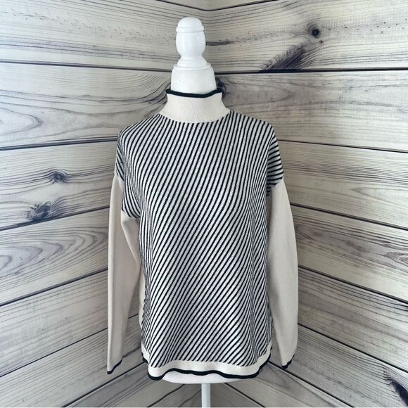 Apt 9 Off White & Black Striped Sweater - Picture 1 of 6
